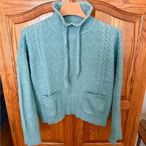 Teal Cable Knit Pullover Sweater